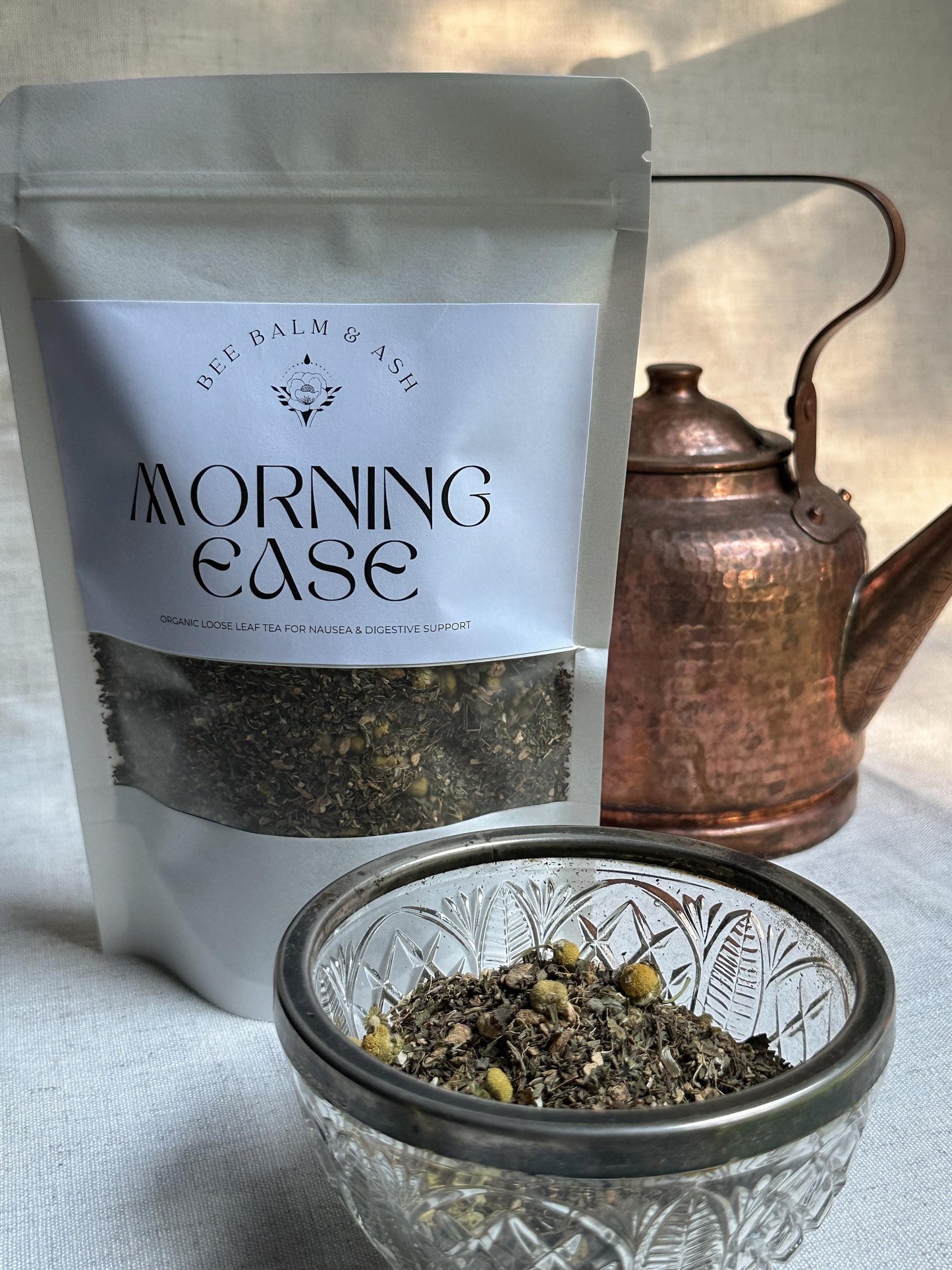 Morning Ease // Organic Loose Leaf Tea for Pregnancy Nausea, Caffeine-Free Herbal Support for Morning Sickness and Digestive Calm