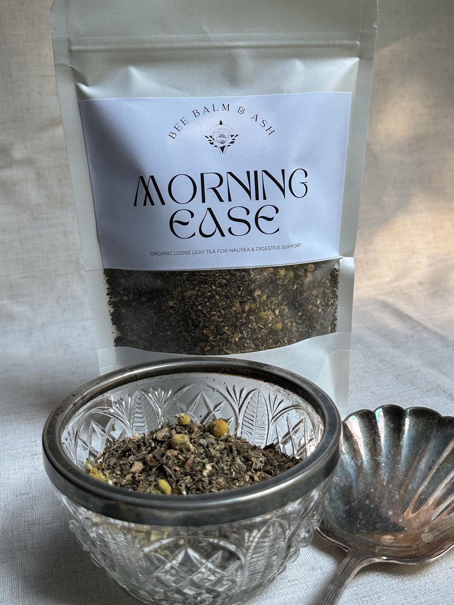 Morning Ease // Organic Loose Leaf Tea for Pregnancy Nausea, Caffeine-Free Herbal Support for Morning Sickness and Digestive Calm