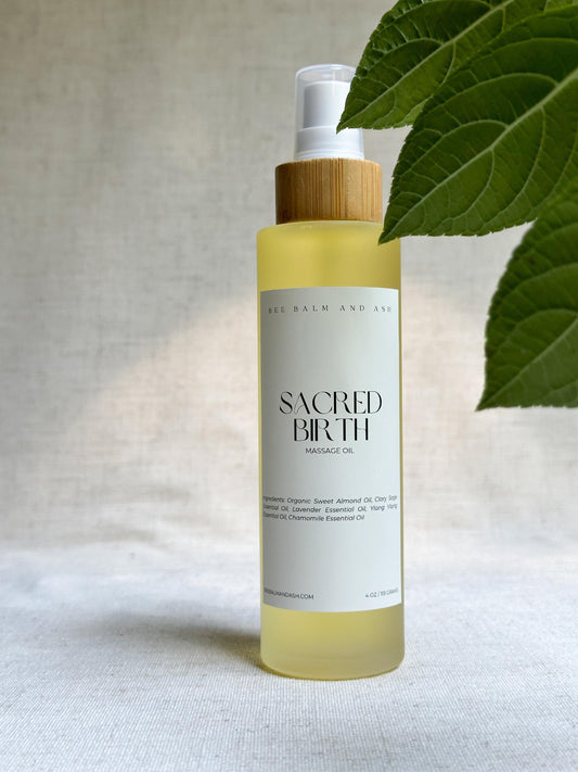 Sacred Birth // Natural Labor Massage Oil for Unmedicated, Home Birth & Postpartum Recovery, Womb Healing during Fourth Trimester