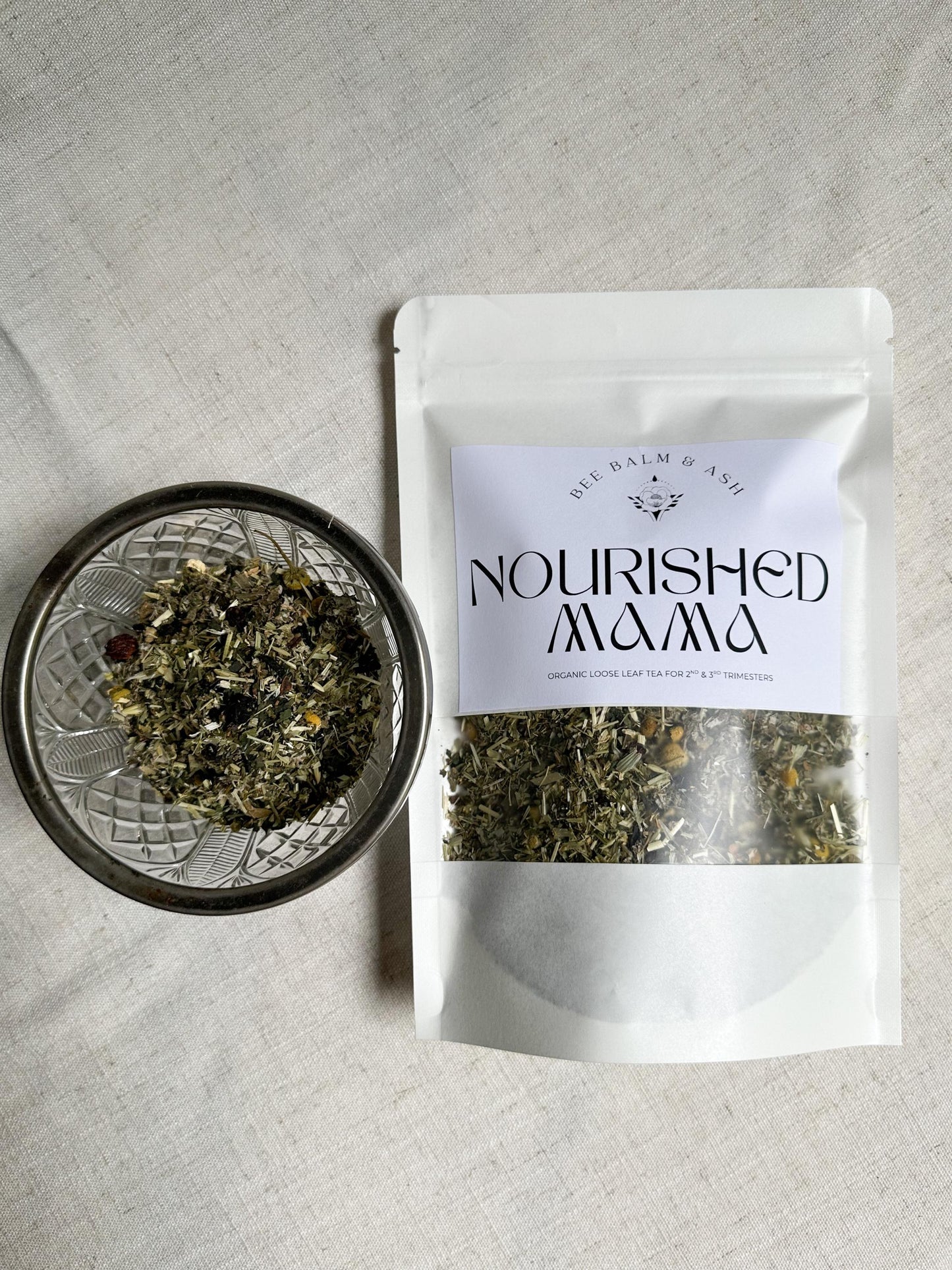 Nourished Mama // NORA Pregnancy Organic Loose Leaf Herbal Tea Blend for 2nd & 3rd Trimester, Caffeine-Free, Supports Energy, Replenishment