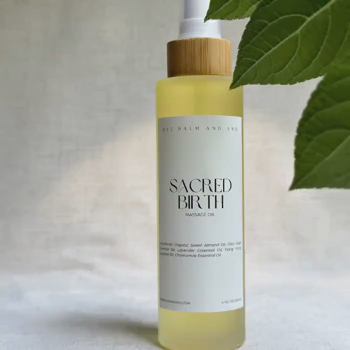 Sacred Birth // Natural Labor Massage Oil for Unmedicated, Home Birth & Postpartum Recovery, Womb Healing during Fourth Trimester