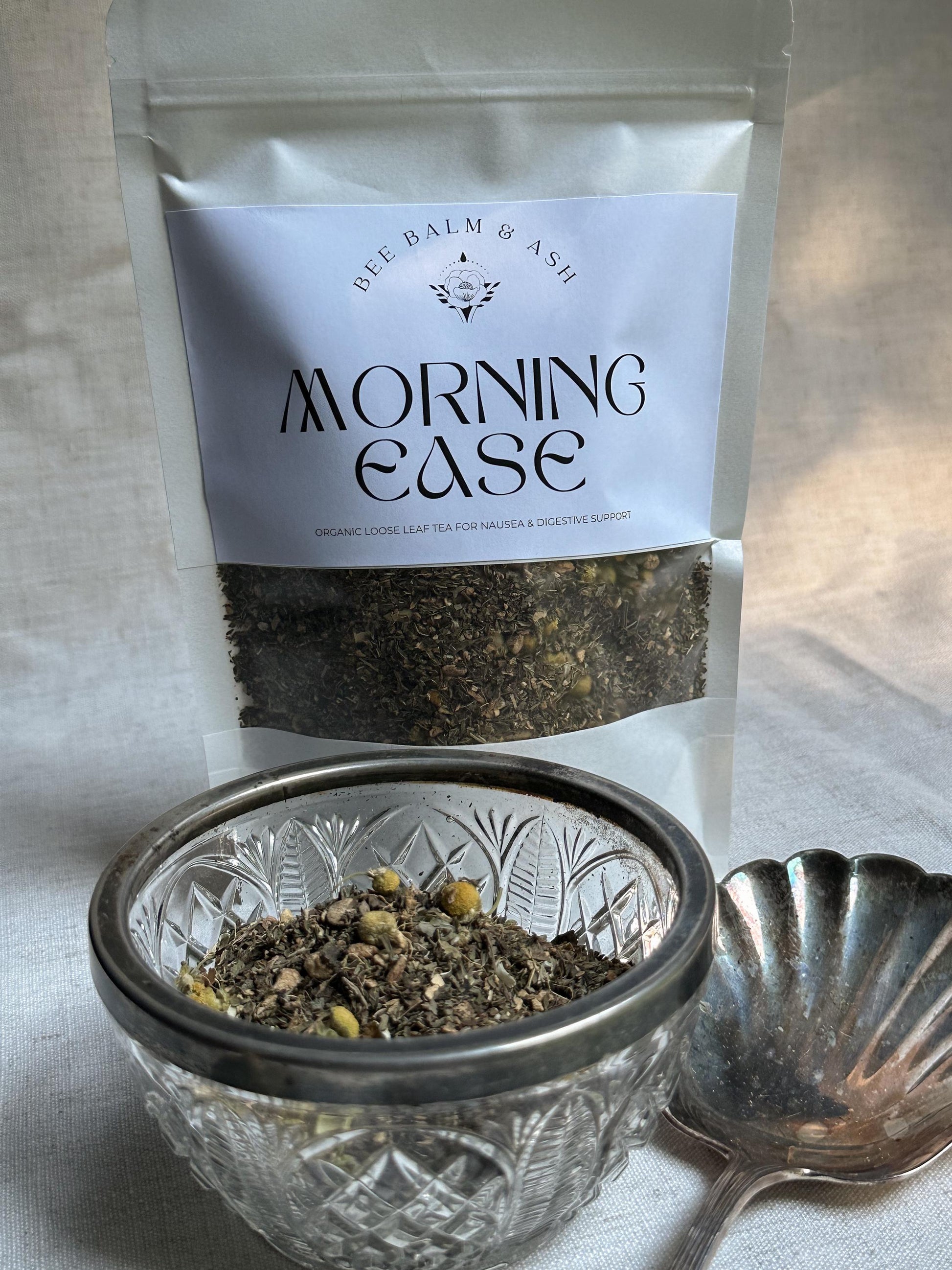 Morning Ease // Organic Loose Leaf Tea for Pregnancy Nausea, Caffeine-Free Herbal Support for Morning Sickness and Digestive Calm