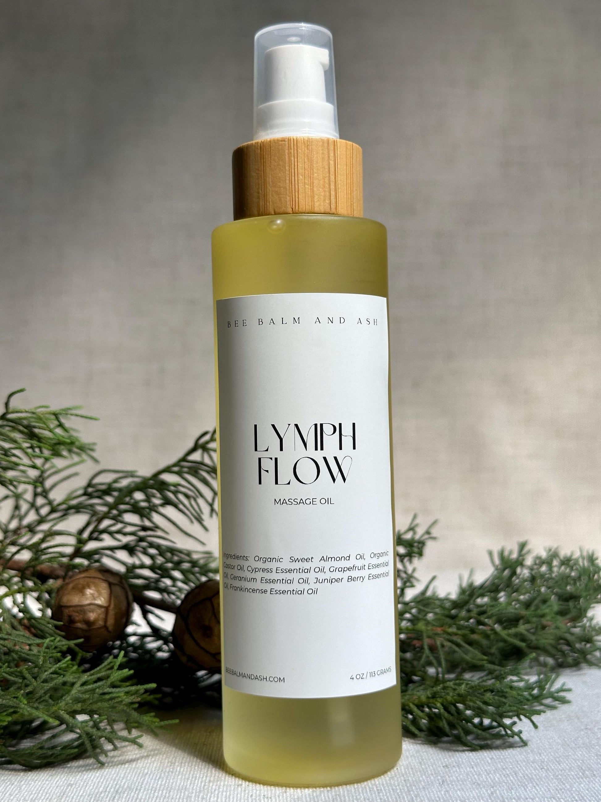 Lymph Flow // Massage Oil for Lymphatic System Support, Myofascial Release, and Dry Brushing with Essential Oils | Organic