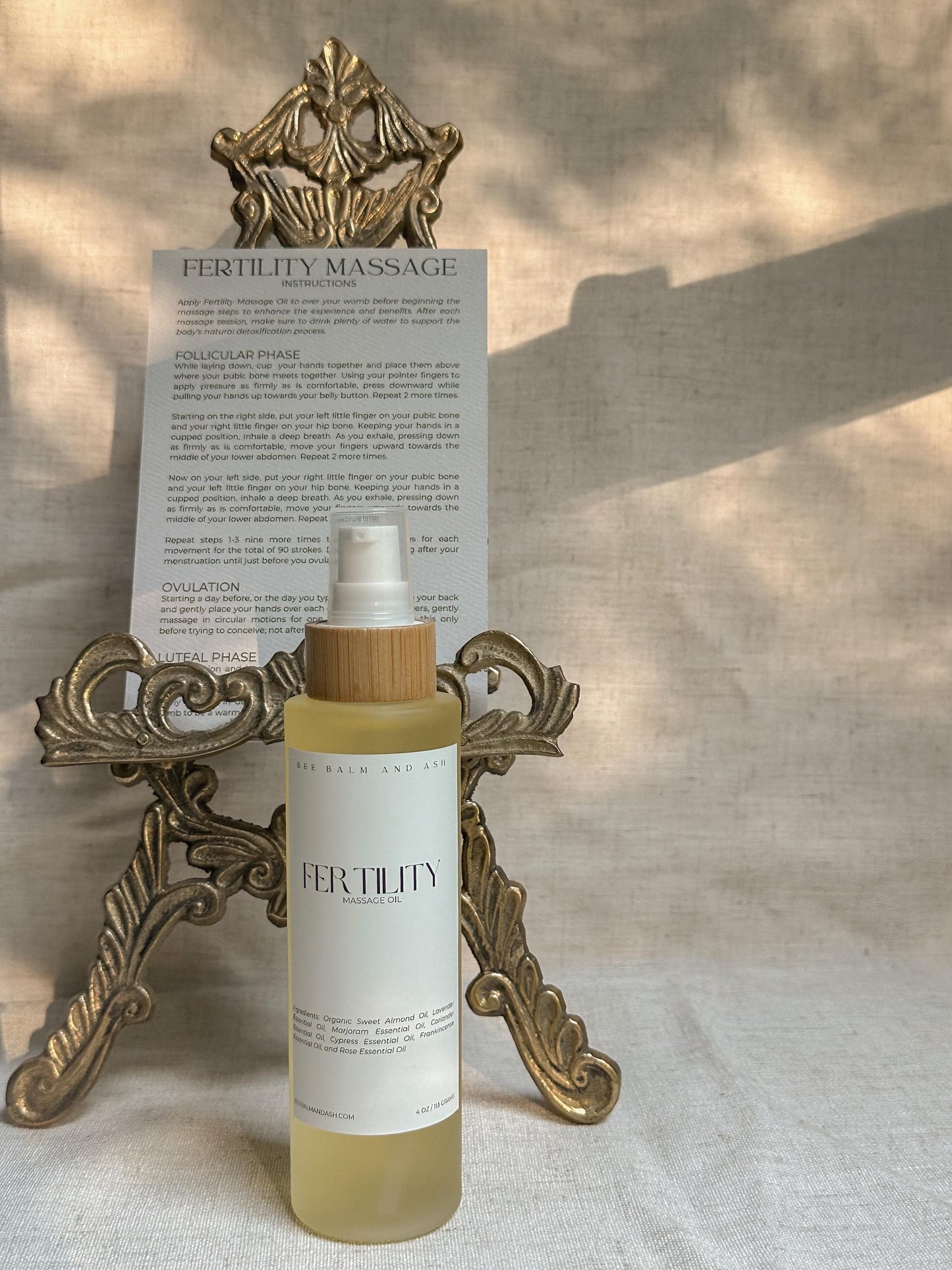 Fertility Massage Oil // Preconception Support, Womb Wellness, Divine Feminine Ritual with Instruction Card