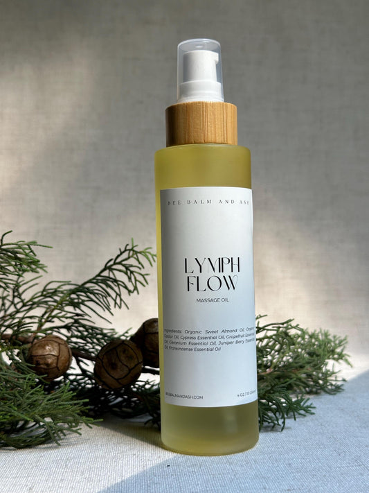 Lymph Flow // Massage Oil for Lymphatic System Support, Myofascial Release, and Dry Brushing with Essential Oils | Organic