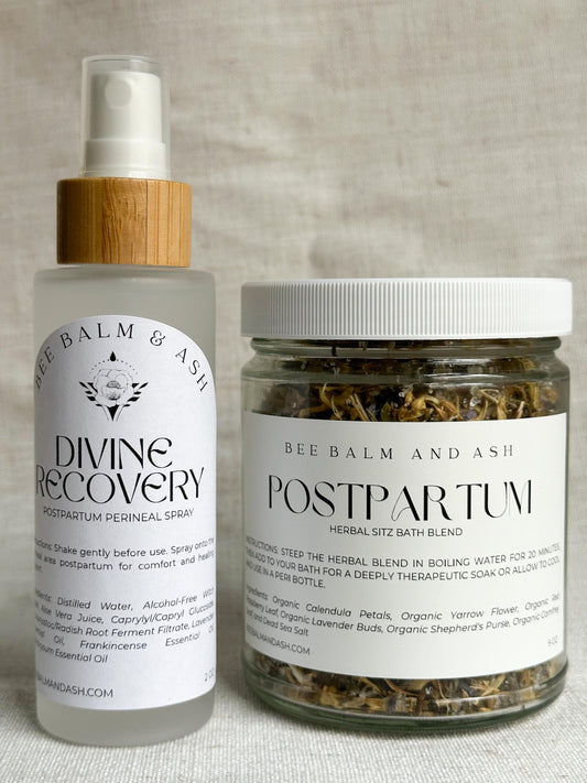 Postpartum Recovery Set: Herbal Sitz Bath & Perineal Spray