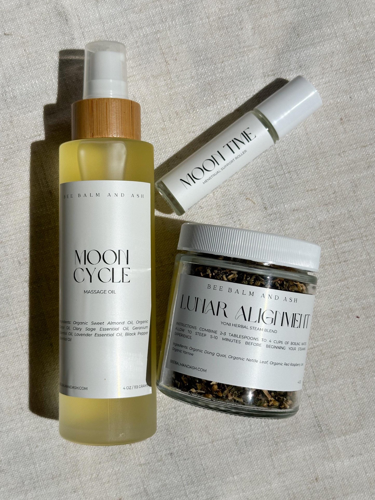 Moon Cycle Ritual Collection | Menstrual Self-Care Bundle with Yoni Steam, Massage Oil & Essential Oil Roller