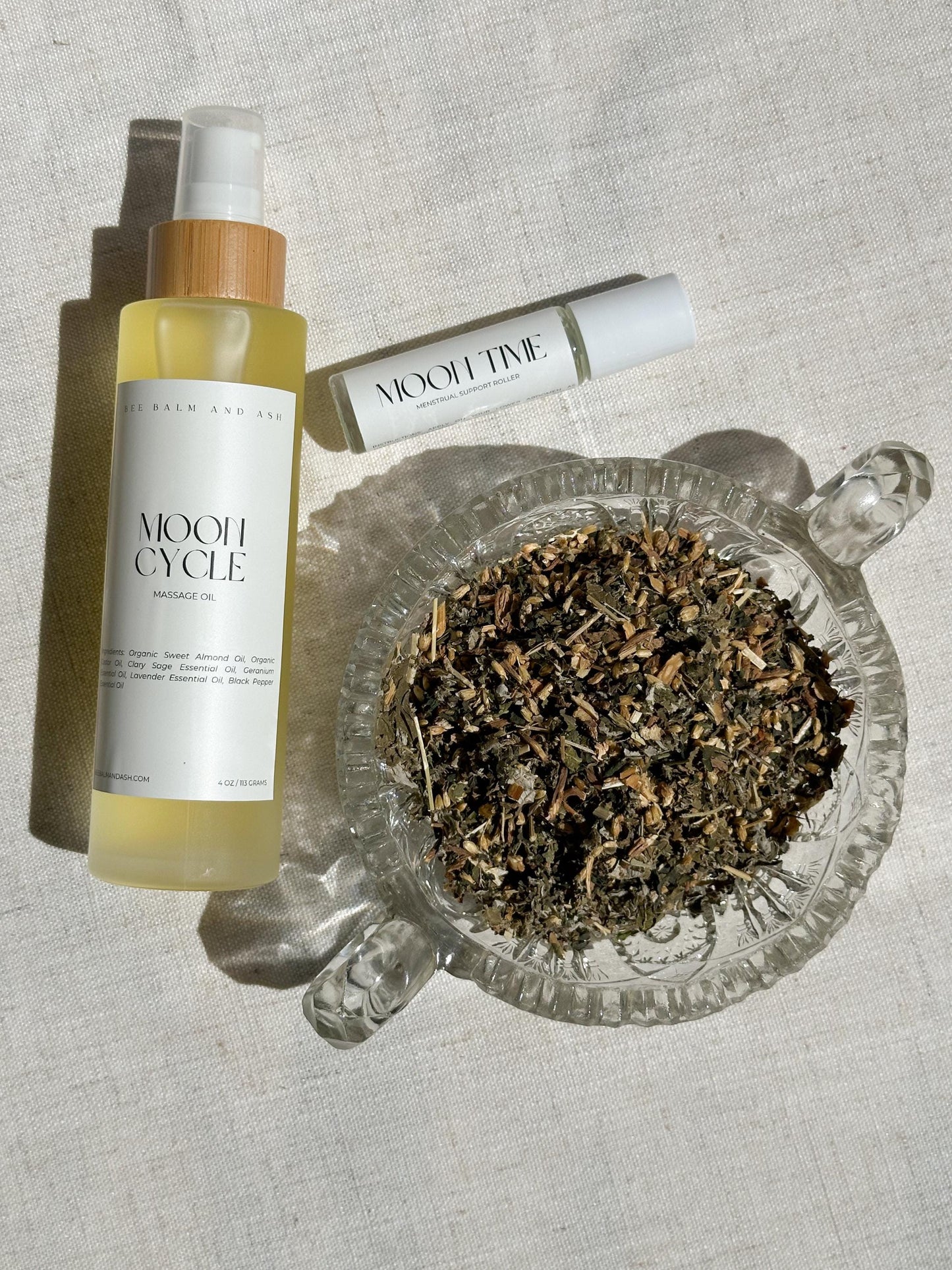 Moon Cycle Ritual Collection | Menstrual Self-Care Bundle with Yoni Steam, Massage Oil & Essential Oil Roller