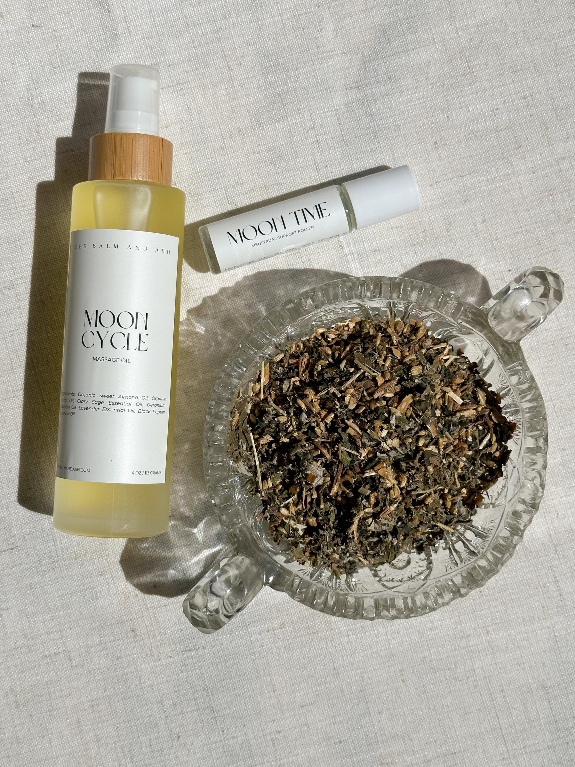Moon Cycle Ritual Collection | Menstrual Self-Care Bundle with Yoni Steam, Massage Oil & Essential Oil Roller