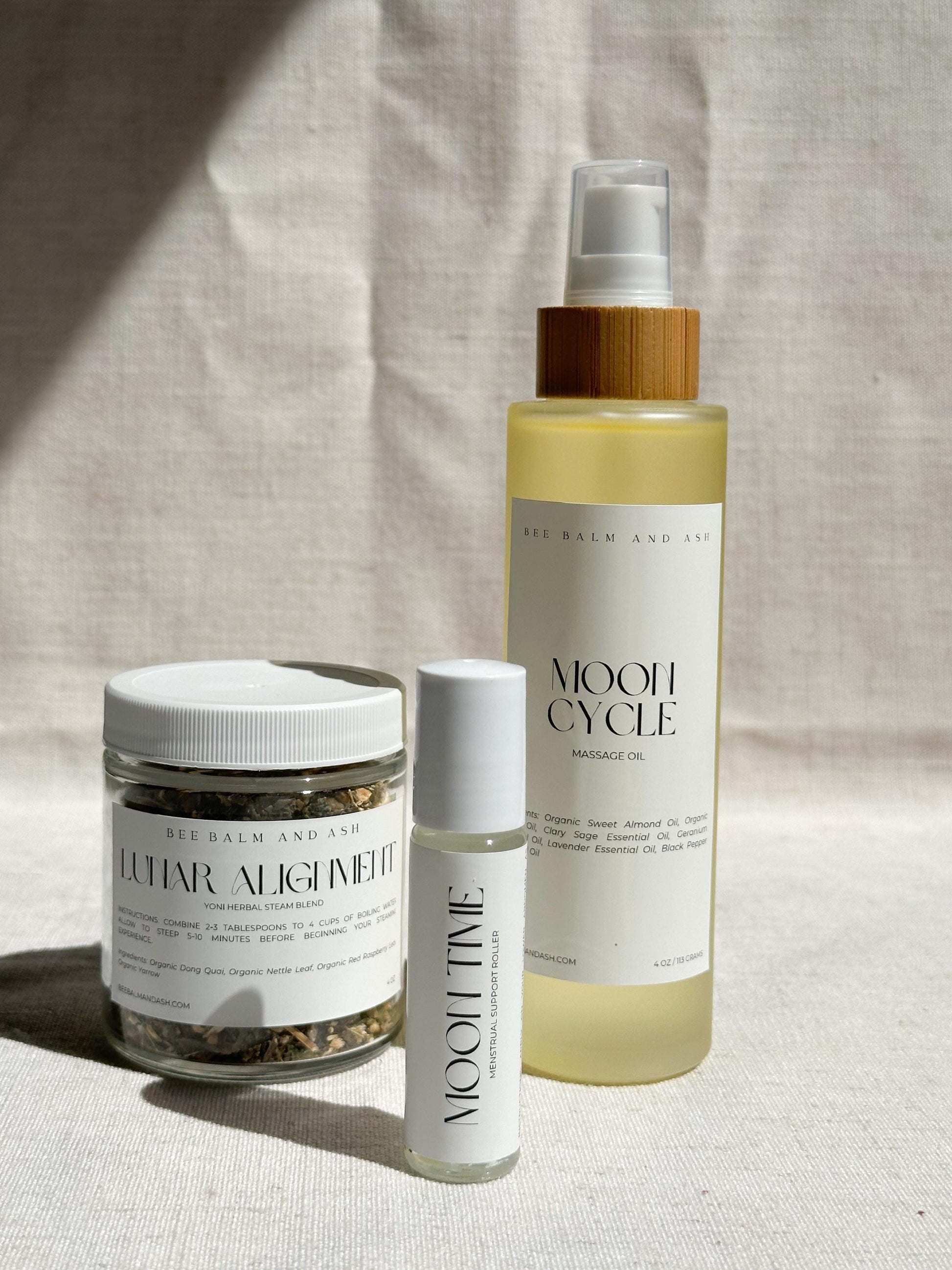 Moon Cycle Ritual Collection | Menstrual Self-Care Bundle with Yoni Steam, Massage Oil & Essential Oil Roller