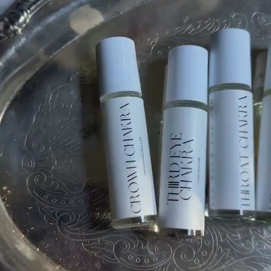 Chakra Essential Oil Roller Set: Crystal Infused, Balancing Aromatherapy