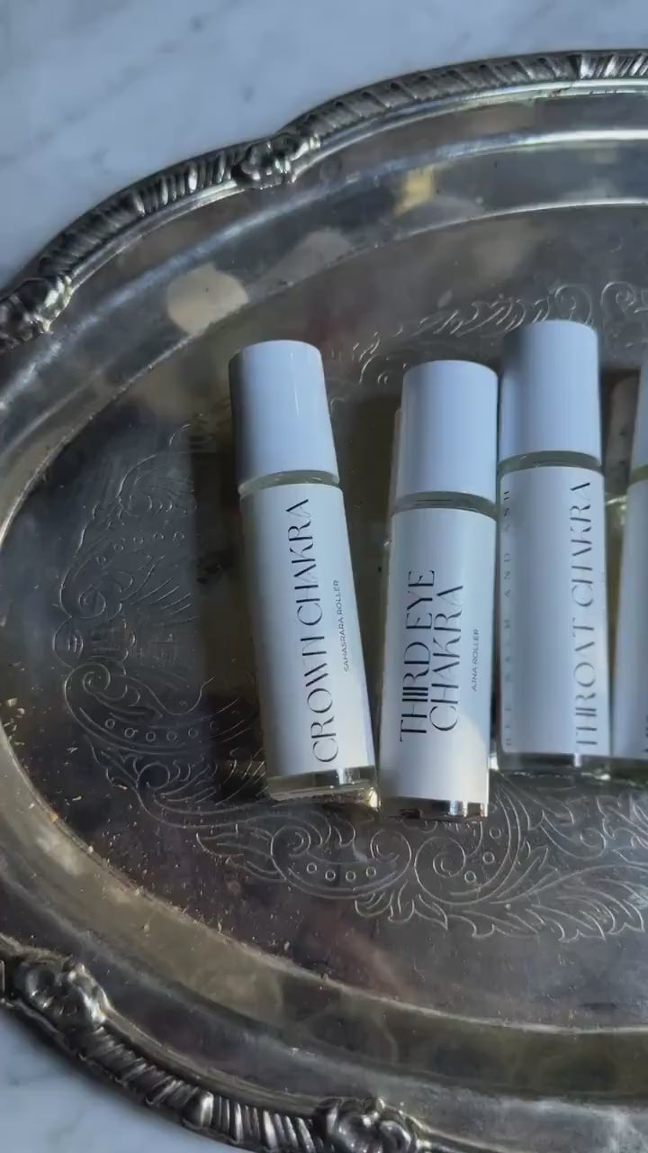 Chakra Essential Oil Roller Set: Crystal Infused, Balancing Aromatherapy