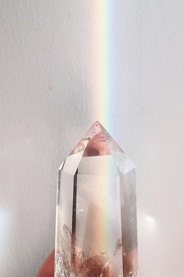 Crystal with rainbow light prism